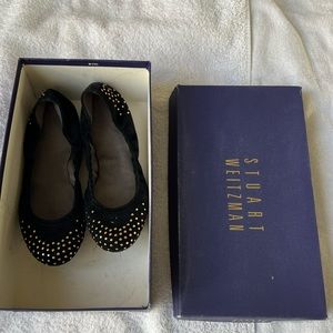 Stuart Weitzman suede studded flats
